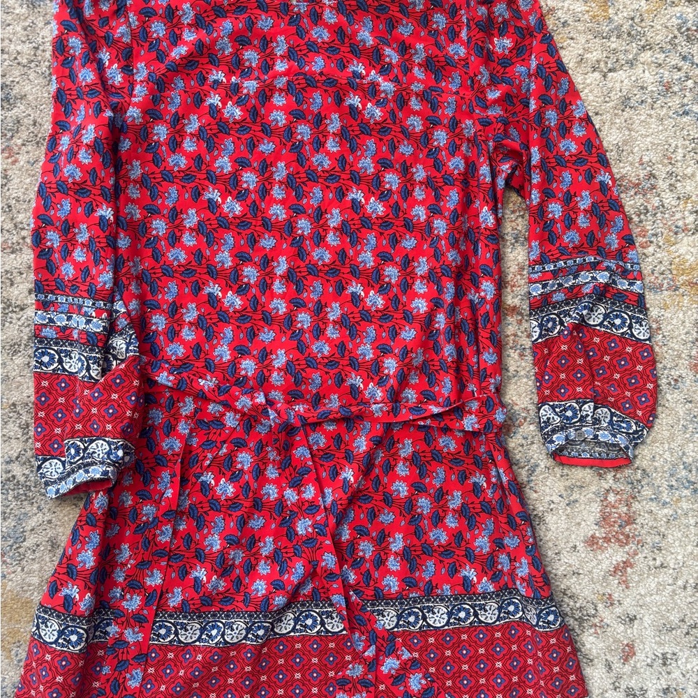 LOFT Red and Blue Floral Womens  Dress